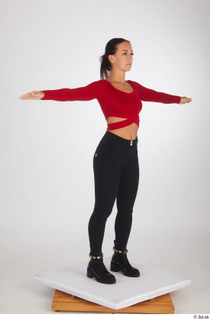  Zuzu Sweet black boots black trousers casual dressed red long sleeve t shirt standing t poses t-pose whole body 0008.jpg